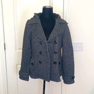 Sebby Charcoal Gray Sweatshirt Peacoat Hood Size M